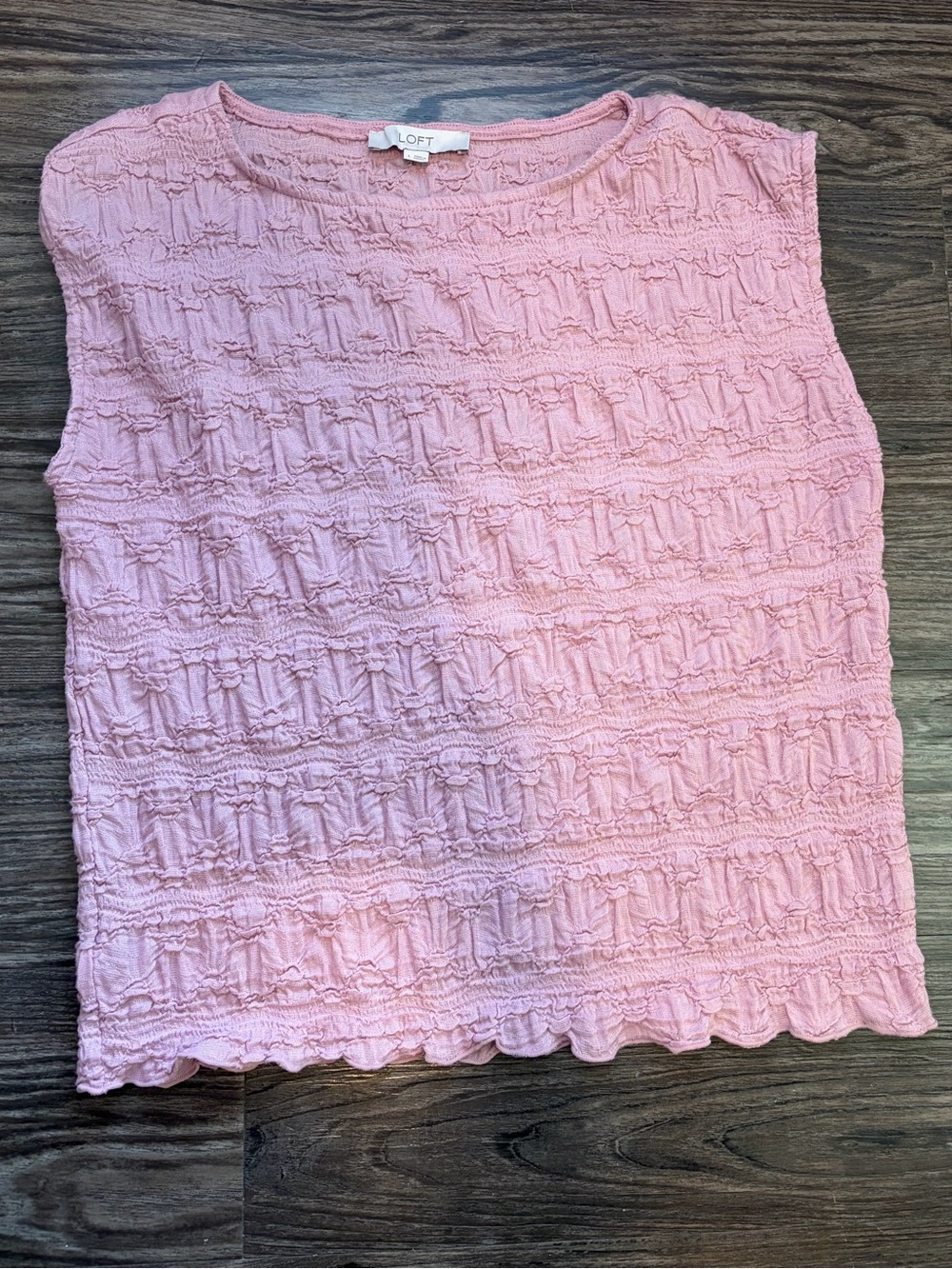 LOFT Light Pink Puckered Sleeveless Tank